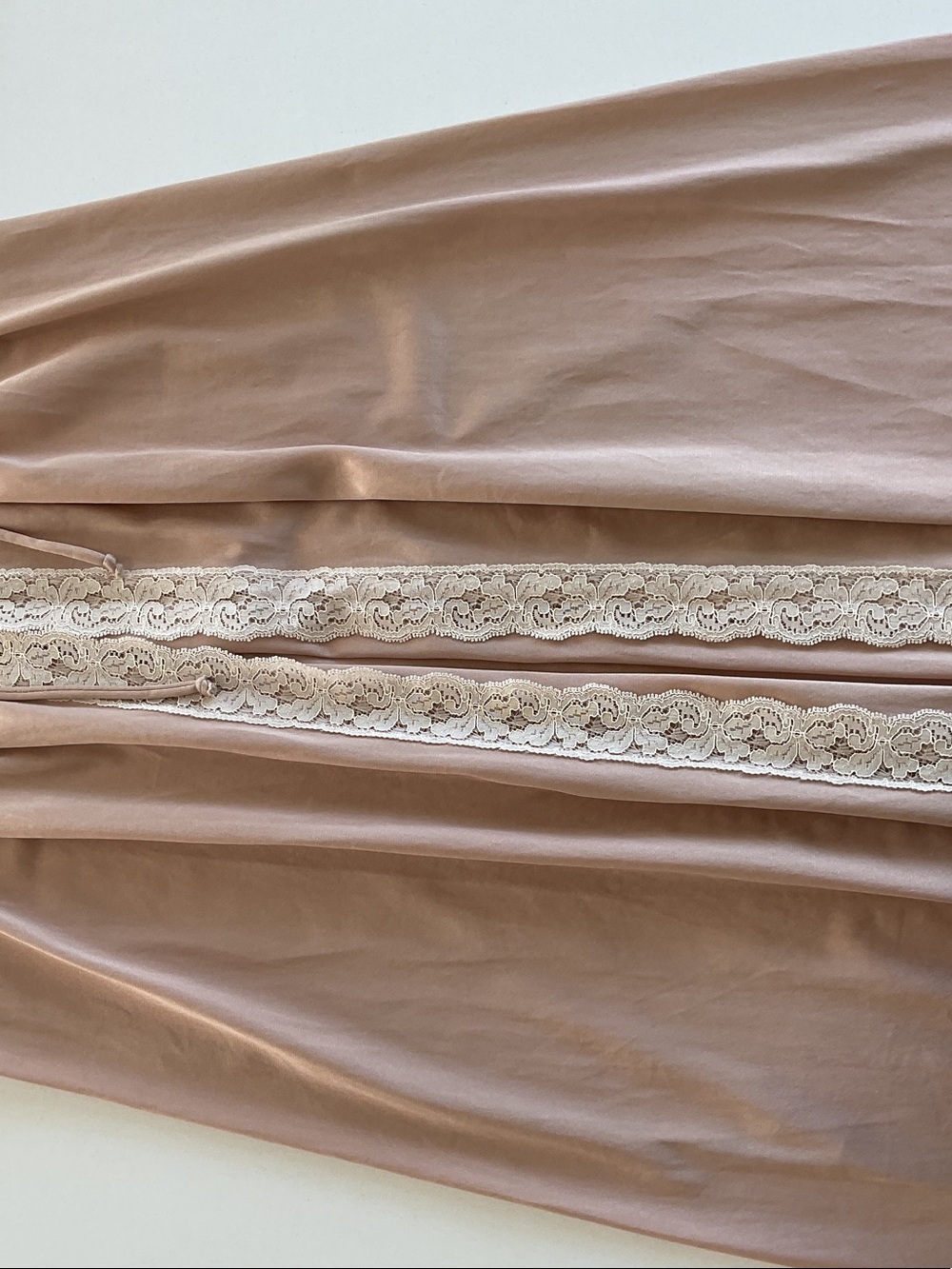 Vintage Texsheen Blush Lace-Trim Maxi Dress | small - Picture 15 of 16